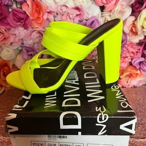 Neon Yellow Block Heels!